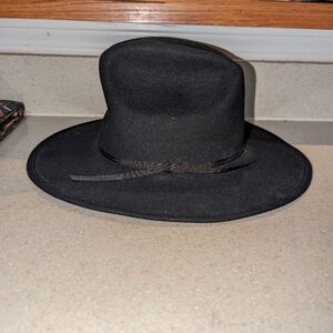 Vintage new HXC wool fedora black hat Men size medium made in USA